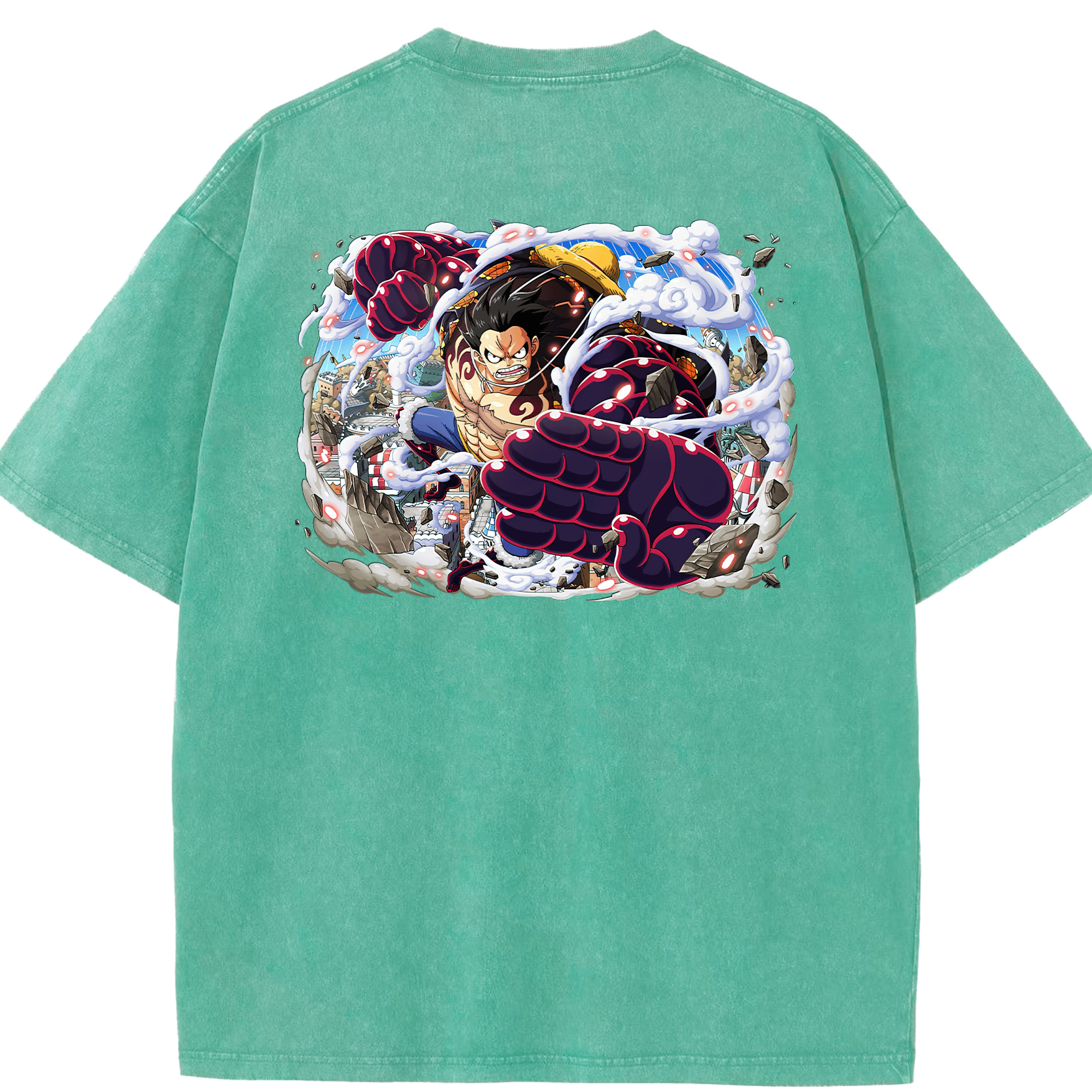 ワンピース モンキー・D・ルフィ ONE PIECE Monkey D. Luffy 綿100% ヴィンテージ風 半袖Tシャツ（背面プリント）